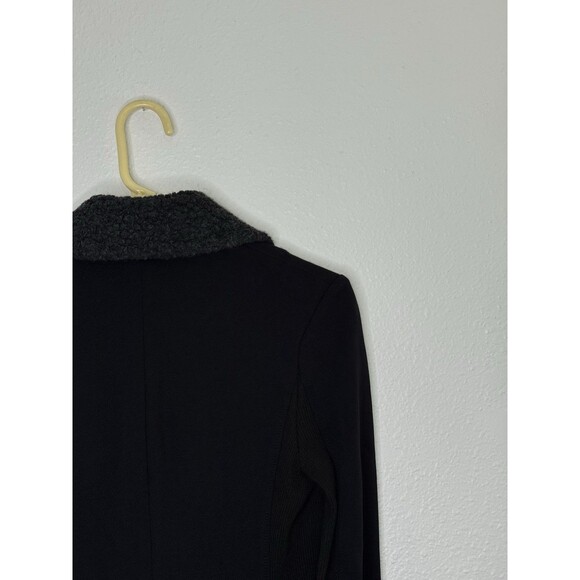 James Perse Double Breasted Cotton Pea Coat Jacket Size 2 USA Wool Blend Black - Picture 10 of 16